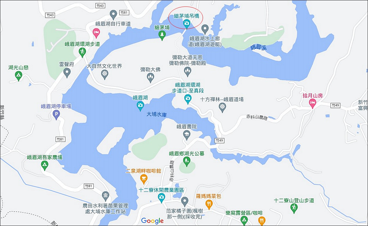 新竹峨眉景點|細茅埔吊橋|拍美照熱門景點|飽覽波光粼粼峨眉湖 - 第2張圖 新竹景點 新竹峨眉景點 細茅埔吊橋 峨眉湖 峨眉湖吊橋 大埔水庫 峨嵋湖 峨眉湖