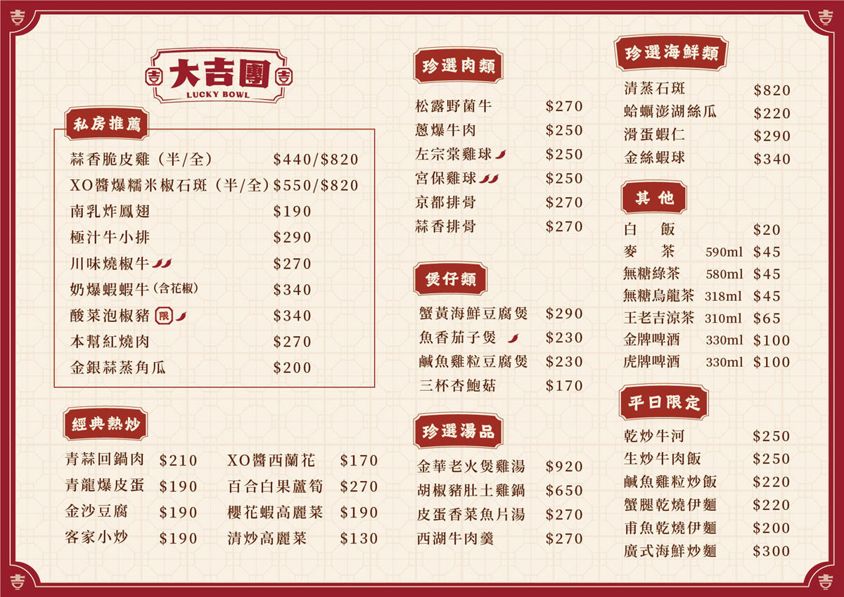 台北聚會餐廳推薦 台北餐廳推薦 信義區美食 大吉團 Lucky Bowl 吉祥道餐廳推薦 熱炒 創意台菜 潔妮食旅生活 大吉團菜單 