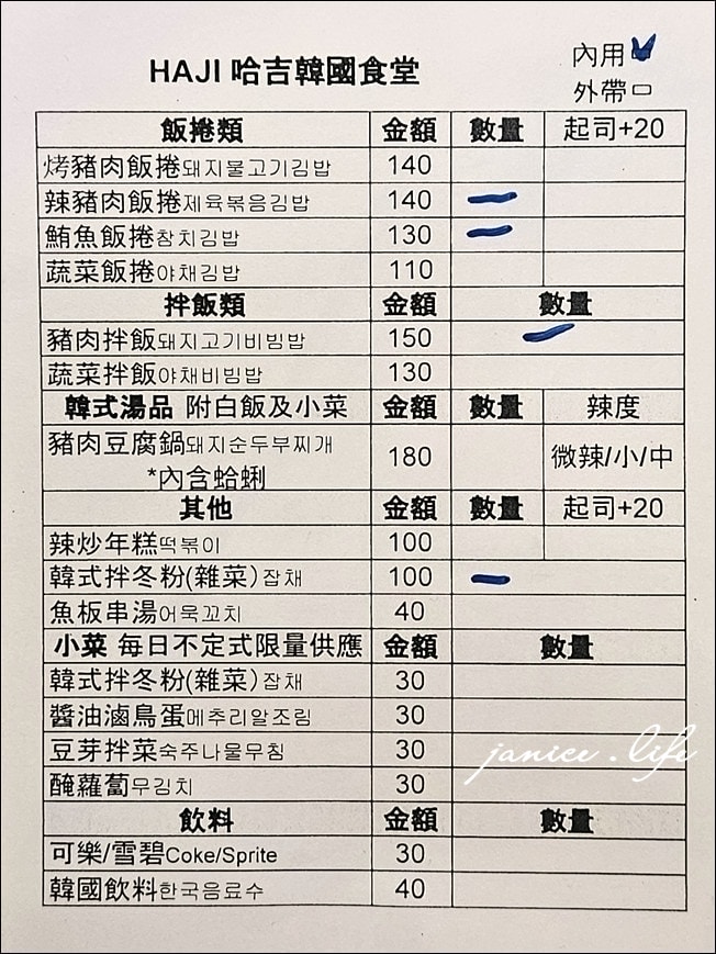 八德美食 八德擴大重劃區美食 八德韓式 HAJI 哈吉韓國食堂 哈吉韓國食堂菜單 八德飯捲 桃園韓式 桃園飯捲 韓式拌飯 辣炒年糕 潔妮食旅生活 介壽路美食餐廳